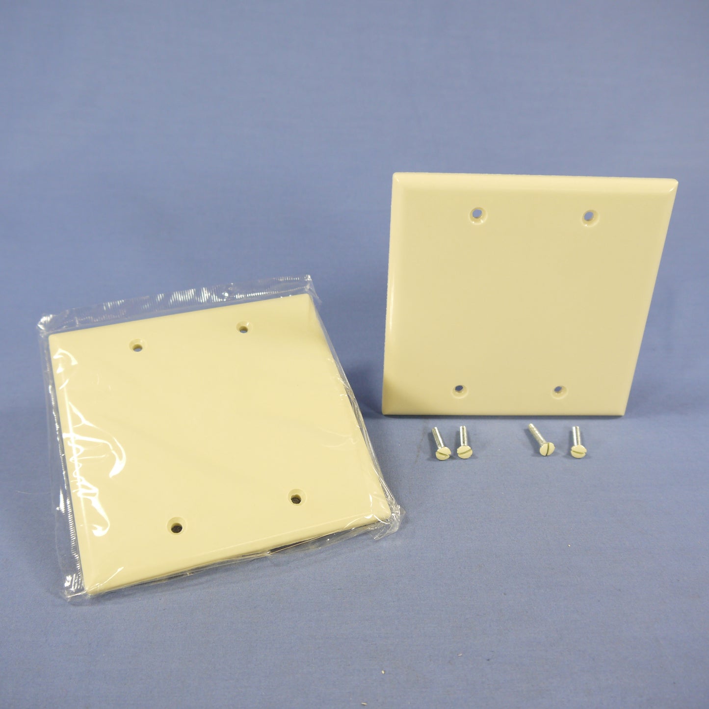 Cooper 2137V Ivory 2-Gang Blank Cover Box Mount Thermoset Wallplates 2-Pack