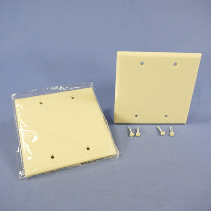 Cooper 2137V Ivory 2-Gang Blank Cover Box Mount Thermoset Wallplates 2-Pack