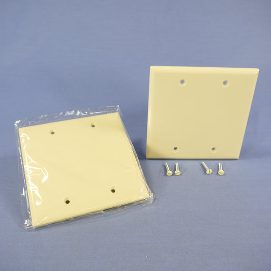 Cooper 2137V Ivory 2-Gang Blank Cover Box Mount Thermoset Wallplates 2-Pack
