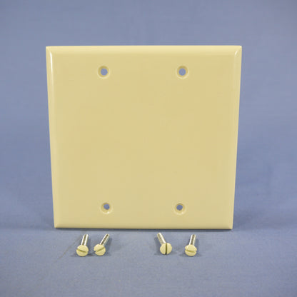 Cooper 2137V Ivory 2-Gang Blank Cover Box Mount Thermoset Wallplates 2-Pack
