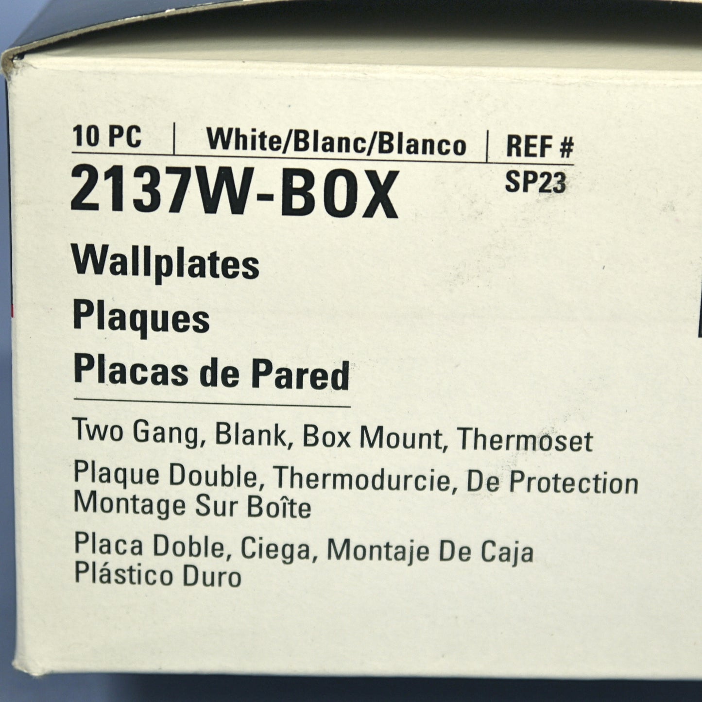 Cooper 2137W White 2-Gang Blank Plastic Standard Wallplate Cover Box Mount 10pcs