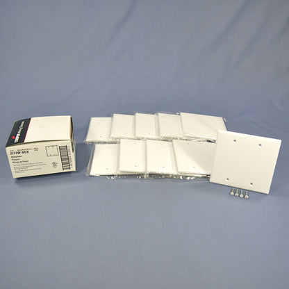 Cooper 2137W White 2-Gang Blank Plastic Standard Wallplate Cover Box Mount 10pcs