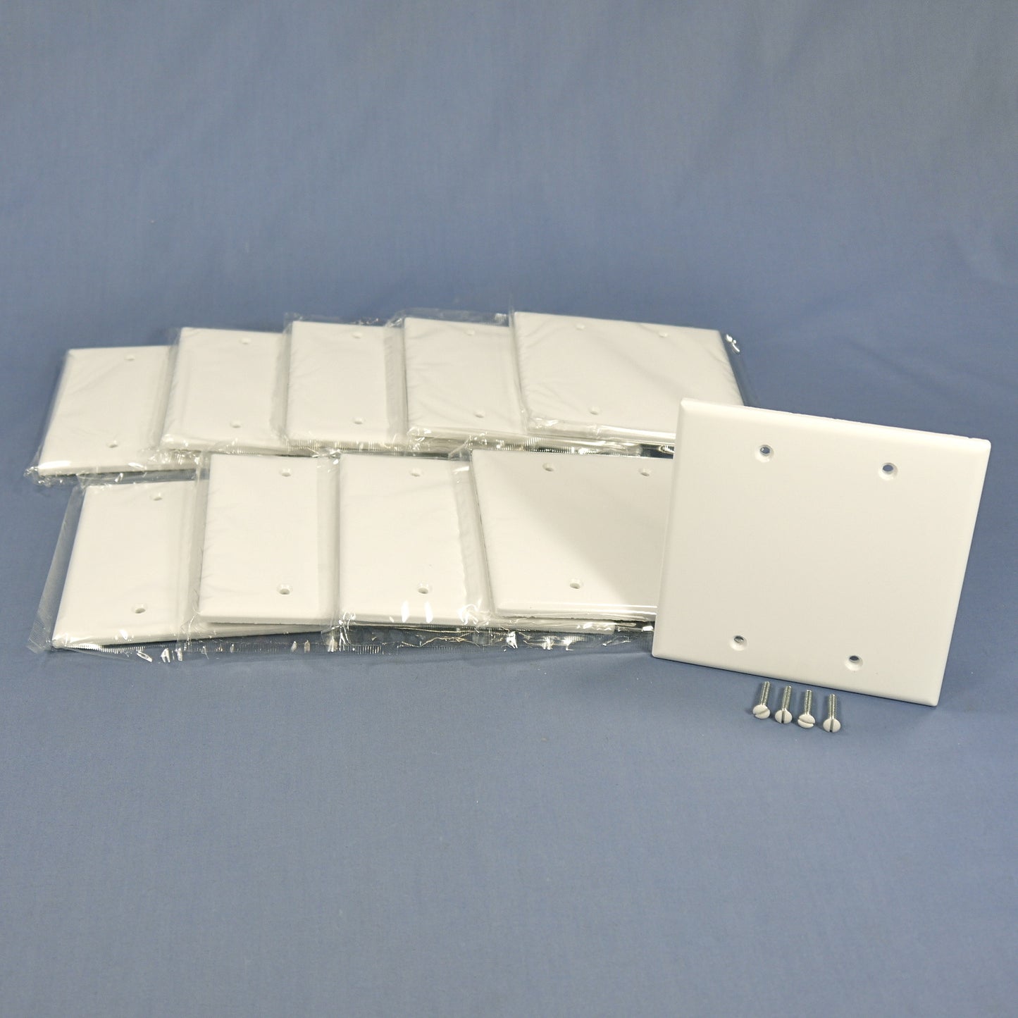 Cooper 2137W White 2-Gang Blank Plastic Standard Wallplate Cover Box Mount 10pcs