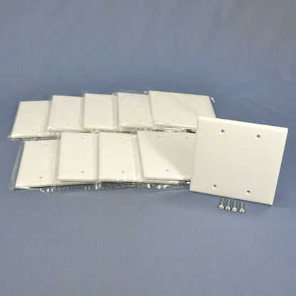 Cooper 2137W White 2-Gang Blank Plastic Standard Wallplate Cover Box Mount 10pcs