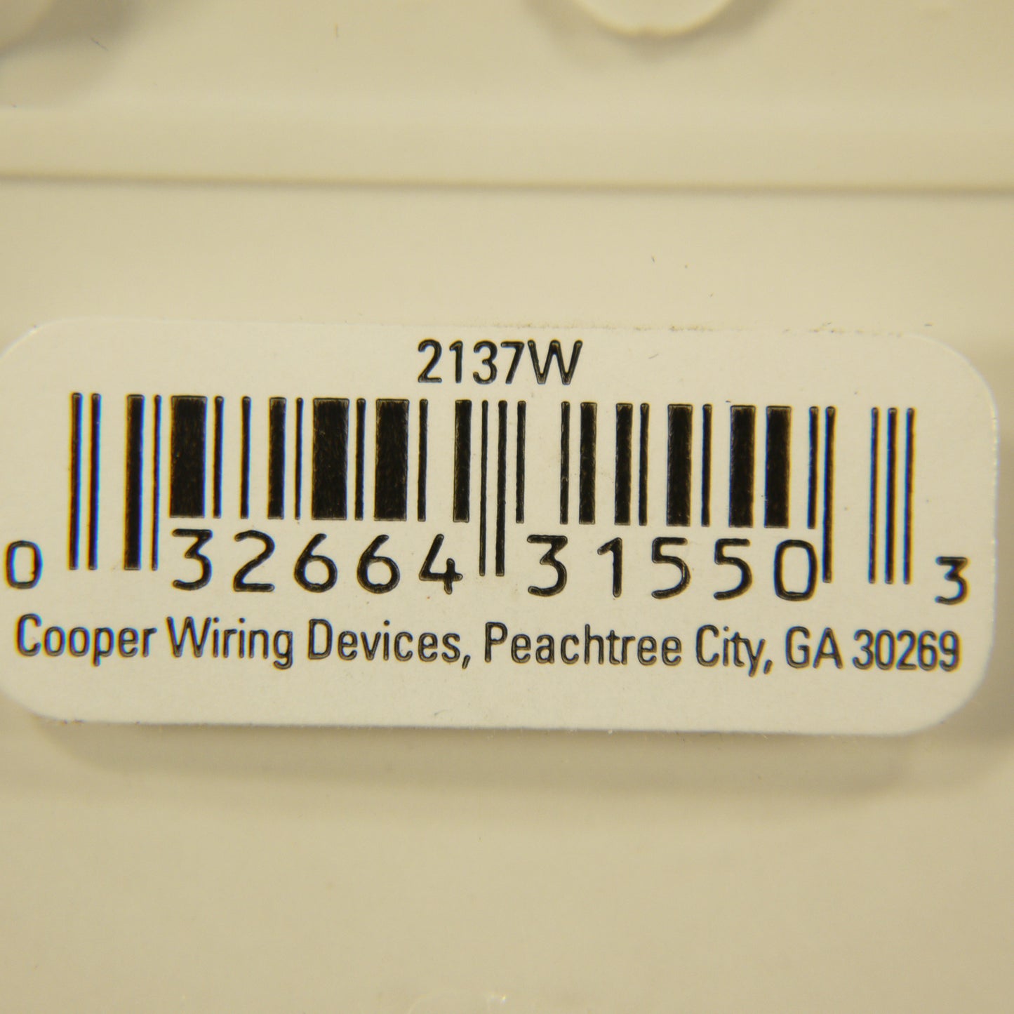 Cooper 2137W White 2-Gang Blank Thermoset Wallplate Box Mount Standard Cover