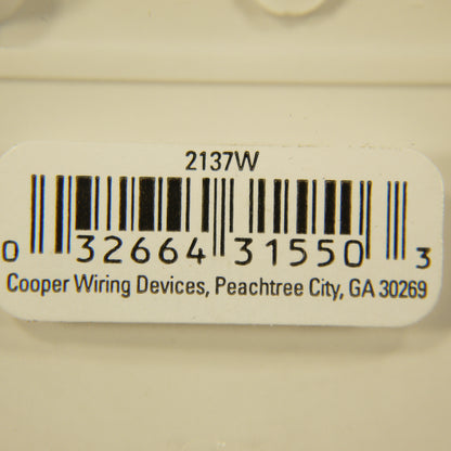 Cooper 2137W White 2-Gang Blank Thermoset Wallplate Box Mount Standard Cover