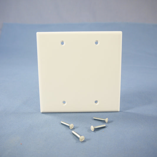 Cooper 2137W White 2-Gang Blank Thermoset Wallplate Box Mount Standard Cover