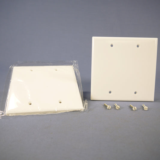 Cooper 2137W White Blank Cover 2-Gang Plastic Cover Wallplates Box Mount 2-Pack