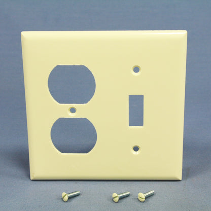 Cooper 2138A Almond 2-Gang Toggle Switch Receptacle Outlet Thermoset Wallplate