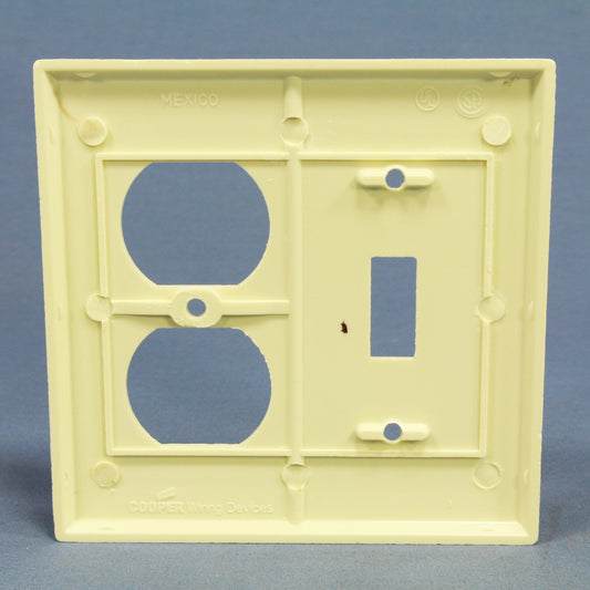 Cooper 2138A Almond 2-Gang Toggle Switch Receptacle Outlet Thermoset Wallplate