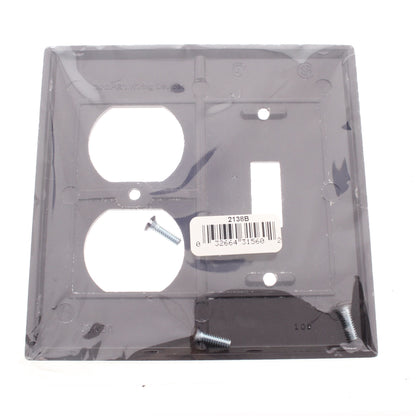 Cooper 2138B Brown 2-Gang Toggle Switch Receptacle Outlet Thermoset Wallplate