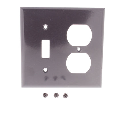 Cooper 2138B Brown 2-Gang Toggle Switch Receptacle Outlet Thermoset Wallplate