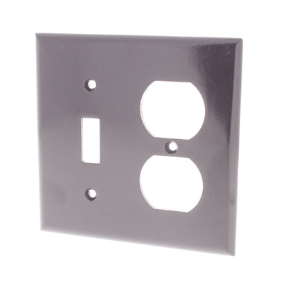 Cooper 2138B Brown 2-Gang Toggle Switch Receptacle Outlet Thermoset Wallplate
