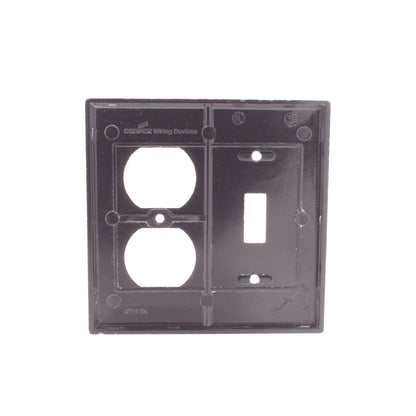 Cooper 2138B Brown 2-Gang Toggle Switch Receptacle Outlet Thermoset Wallplate