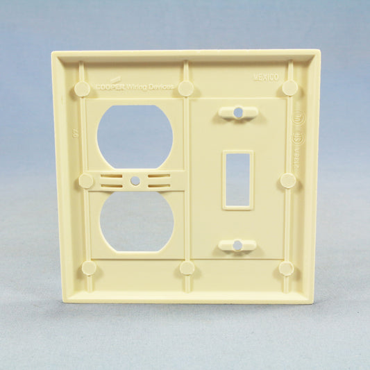 Cooper 2138LA Light Almond 2-Gang Toggle Switch Outlet Cover Thermoset Wallplate