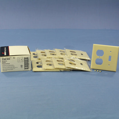 Cooper 2138V Ivory 2-Gang Toggle Switch Outlet Cover Thermoset Wallplates 10pcs