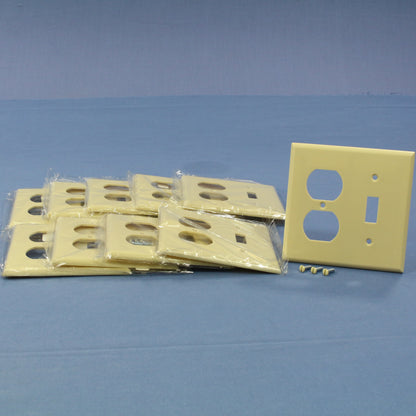 Cooper 2138V Ivory 2-Gang Toggle Switch Outlet Cover Thermoset Wallplates 10pcs
