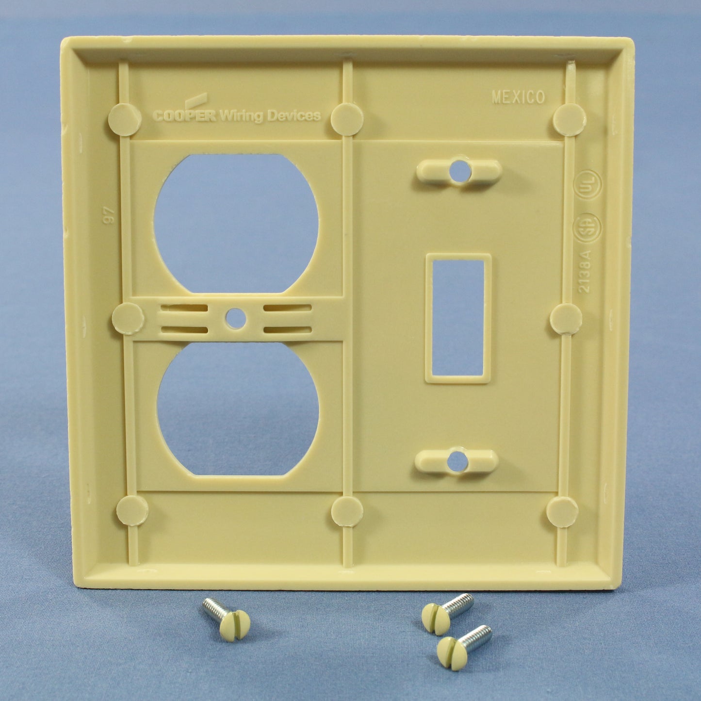 Cooper 2138V Ivory 2-Gang Toggle Switch Outlet Cover Thermoset Wallplates 10pcs