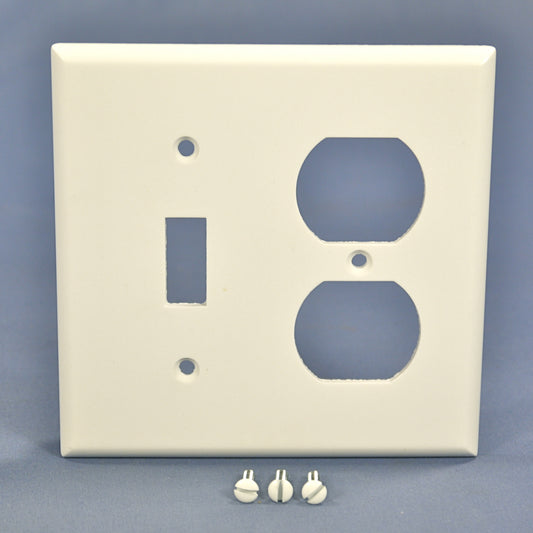Cooper 2138W White 2-Gang Toggle Switch Receptacle Outlet Thermoset Wallplate