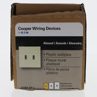 Cooper 2139A Almond 2-Gang Toggle Switch Thermoset Wallplate Standard Size 30pcs