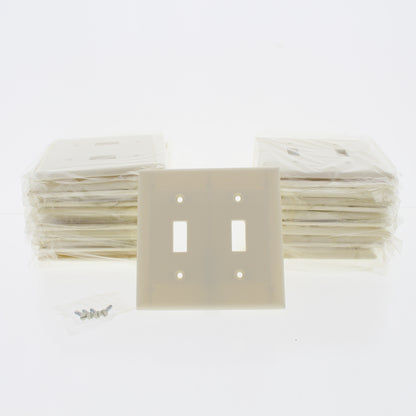 Cooper 2139A Almond 2-Gang Toggle Switch Thermoset Wallplate Standard Size 30pcs