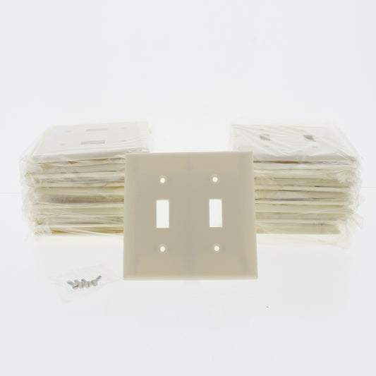 Cooper 2139A Almond 2-Gang Toggle Switch Thermoset Wallplate Standard Size 30pcs