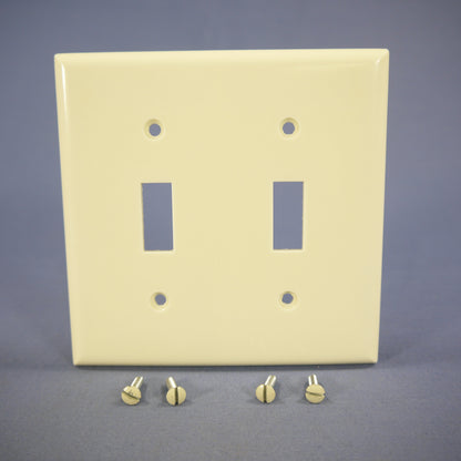 Cooper 2139A Almond 2-Gang Toggle Switch Thermoset Wallplate Cover Standard Size