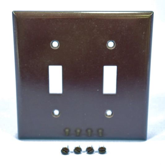 Cooper 2139B Brown 2-Gang Toggle Switch Plastic Standard Wallplate Cover Plate