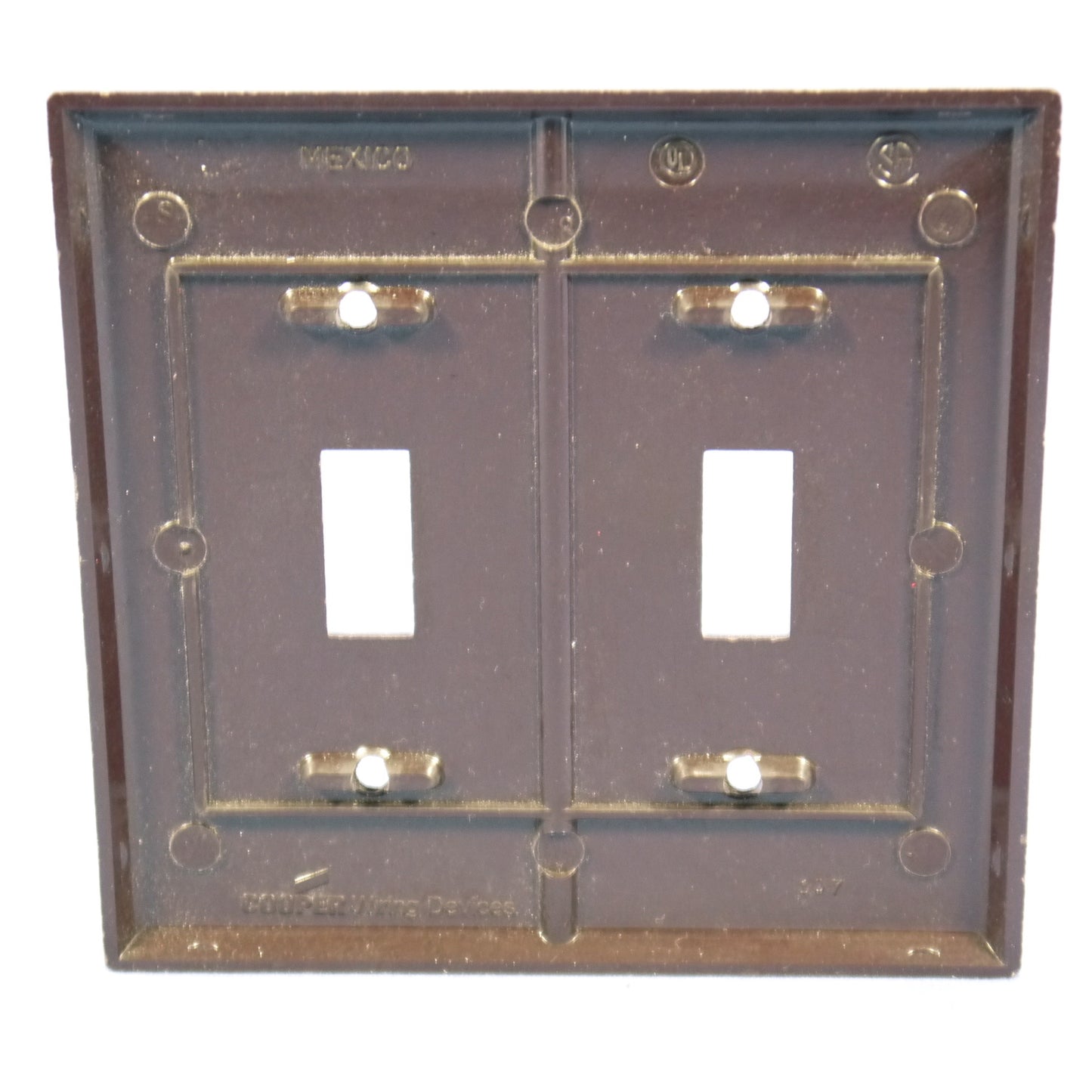Cooper 2139B Brown 2-Gang Toggle Switch Plastic Standard Wallplate Cover Plate