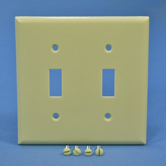 Cooper 2139V Ivory 2-Gang Toggle Switch Thermoset Wallplate Cover Standard Size
