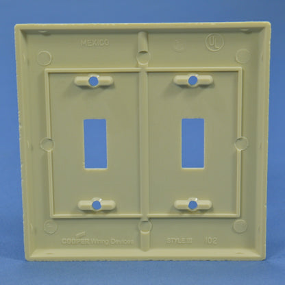Cooper 2139V Ivory 2-Gang Toggle Switch Thermoset Wallplate Cover Standard Size