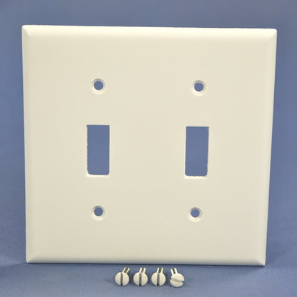 Cooper 2139W White 2-Gang Toggle Switch Plastic Standard Wallplate Cover Plate