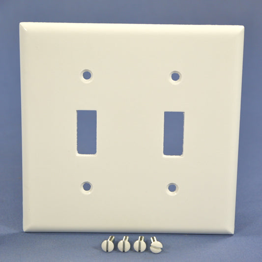 Cooper 2139W White 2-Gang Toggle Switch Plastic Standard Wallplate Cover Plate