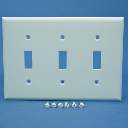 Cooper 2141W White 3-Gang Thermoset Toggle Switch Plastic Cover Wallplate