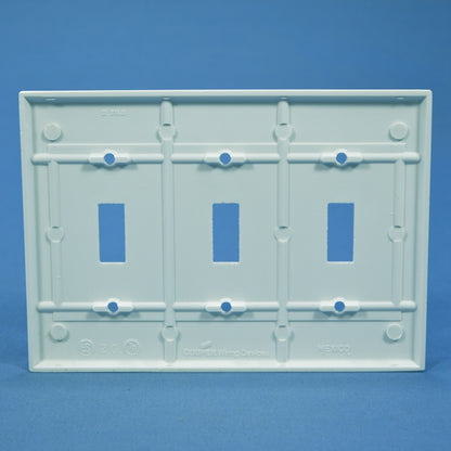Cooper 2141W White 3-Gang Thermoset Toggle Switch Plastic Cover Wallplate