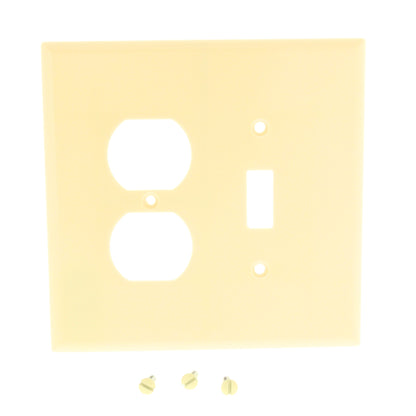 Cooper 2148V Ivory 2-Gang Toggle Switch Outlet Oversized Thermoset Wallplate