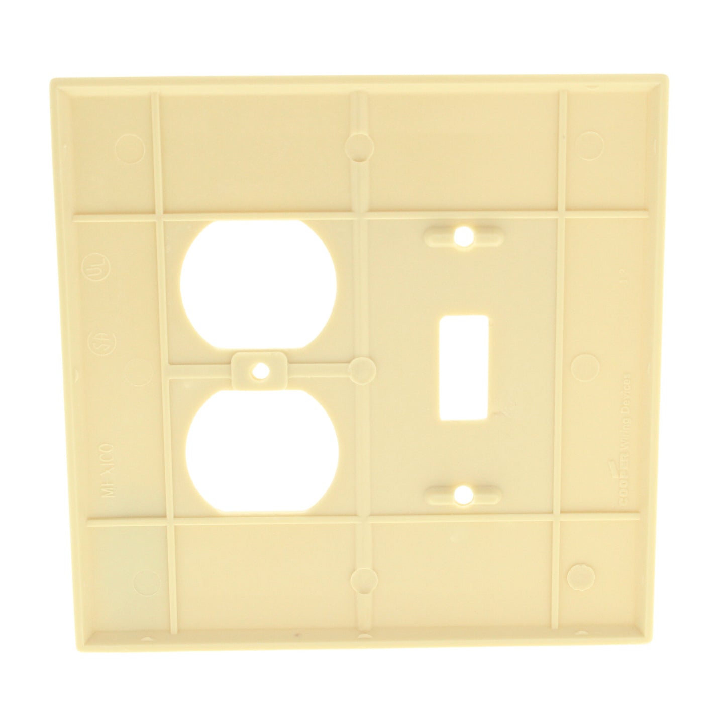 Cooper 2148V Ivory 2-Gang Toggle Switch Outlet Oversized Thermoset Wallplate