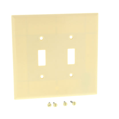 Cooper 2149V Ivory 2-Gang Toggle Switch Cover Oversized Thermoset Wallplate