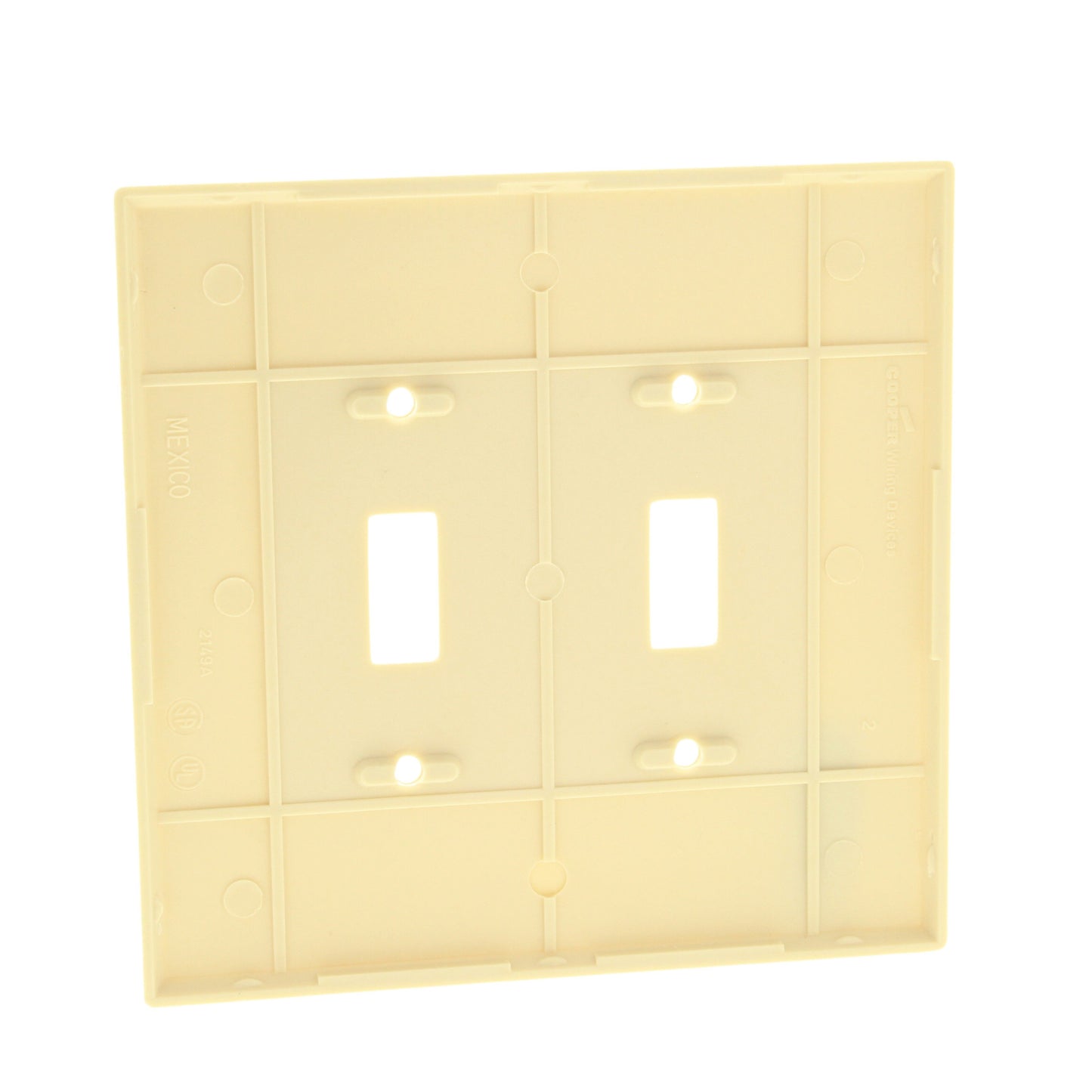 Cooper 2149V Ivory 2-Gang Toggle Switch Cover Oversized Thermoset Wallplate