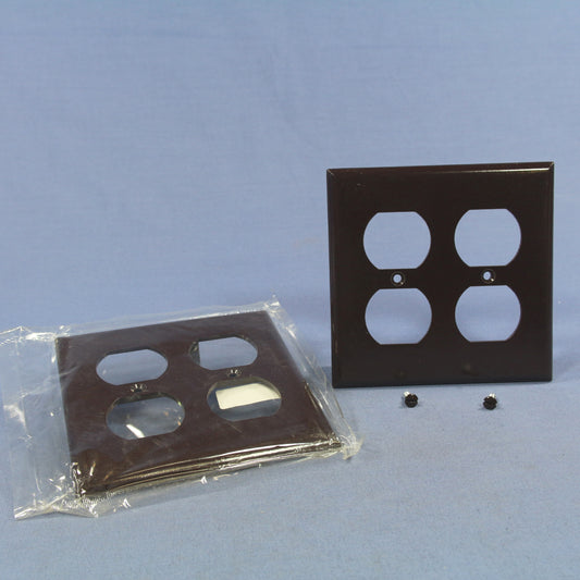 Cooper 2150B Brown 2-Gang Duplex Receptacle Thermoset Wallplate Outlet Cover 2pc
