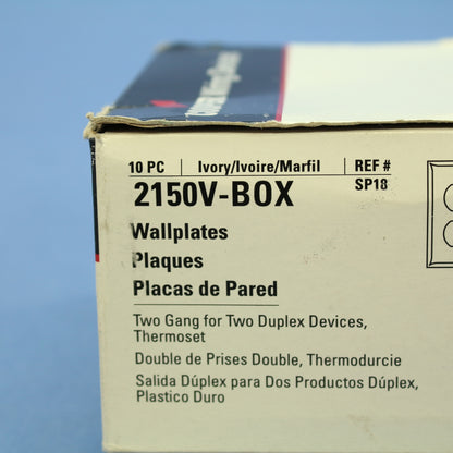 Cooper 2150V Ivory 2-Gang Receptacle Thermoset Wallplates Outlet Cover 10pcs