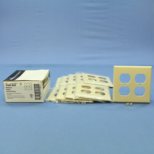 Cooper 2150V Ivory 2-Gang Receptacle Thermoset Wallplates Outlet Cover 10pcs