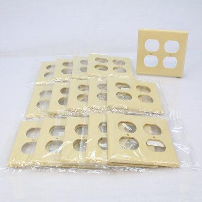 Cooper 2150V Ivory 2-Gang Duplex Outlet Receptacle Cover Plastic Wallplate 15pcs