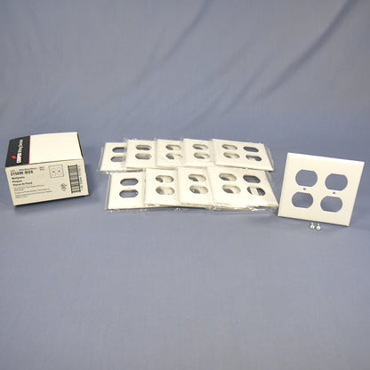 Cooper 2150W White 2-Gang Receptacle Thermoset Wallplates Outlet Cover 10pcs