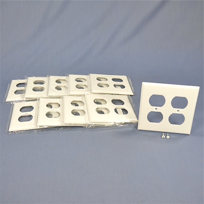 Cooper 2150W White 2-Gang Receptacle Thermoset Wallplates Outlet Cover 10pcs