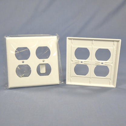Cooper 2150W White 2-Gang Receptacle Thermoset Wallplates Outlet Cover 10pcs