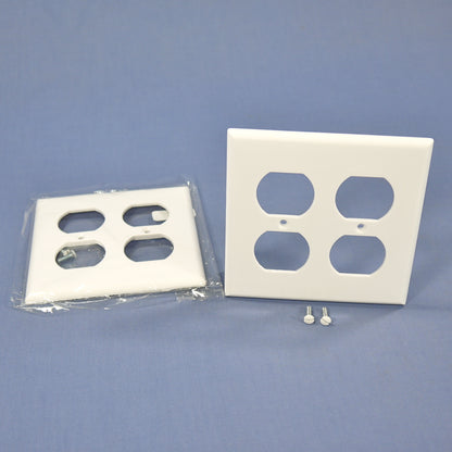 Cooper 2150W White 2-Gang Duplex Receptacle Plastic Wallplate Outlet Covers 2pcs