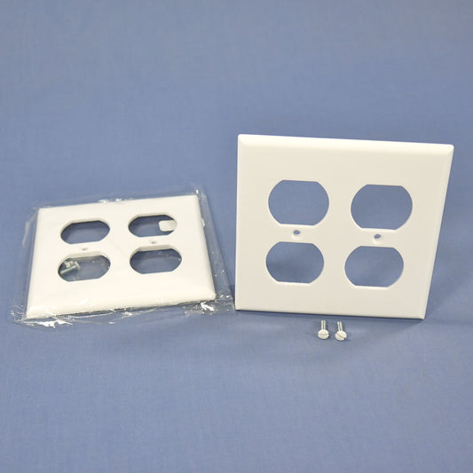 Cooper 2150W White 2-Gang Duplex Receptacle Plastic Wallplate Outlet Covers 2pcs