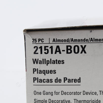 Cooper 2151A Almond 1-Gang Decorator GFCI Plastic Standard Wallplate Cover 25pcs