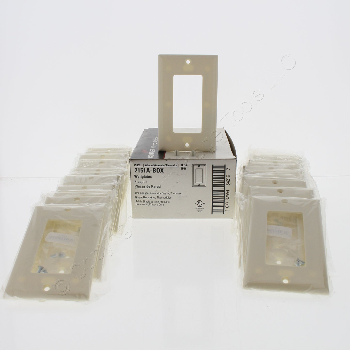 Cooper 2151A Almond 1-Gang Decorator GFCI Plastic Standard Wallplate Cover 25pcs